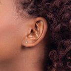 Inverness 14k White 3mm Crystal Bezel Piercing Earrings