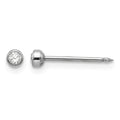 Inverness 14k White 3mm Crystal Bezel Piercing Earrings