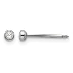 Inverness 14k White 3mm Crystal Bezel Piercing Earrings