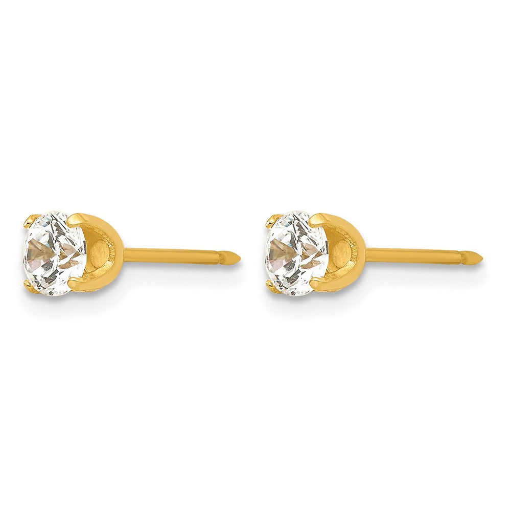 Inverness Stainless Steel 24K Gold-plated 5mm CZ Post Piercing Earrings