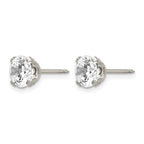 Inverness Stainless Steel 7mm CZ Post Piercing Earrings