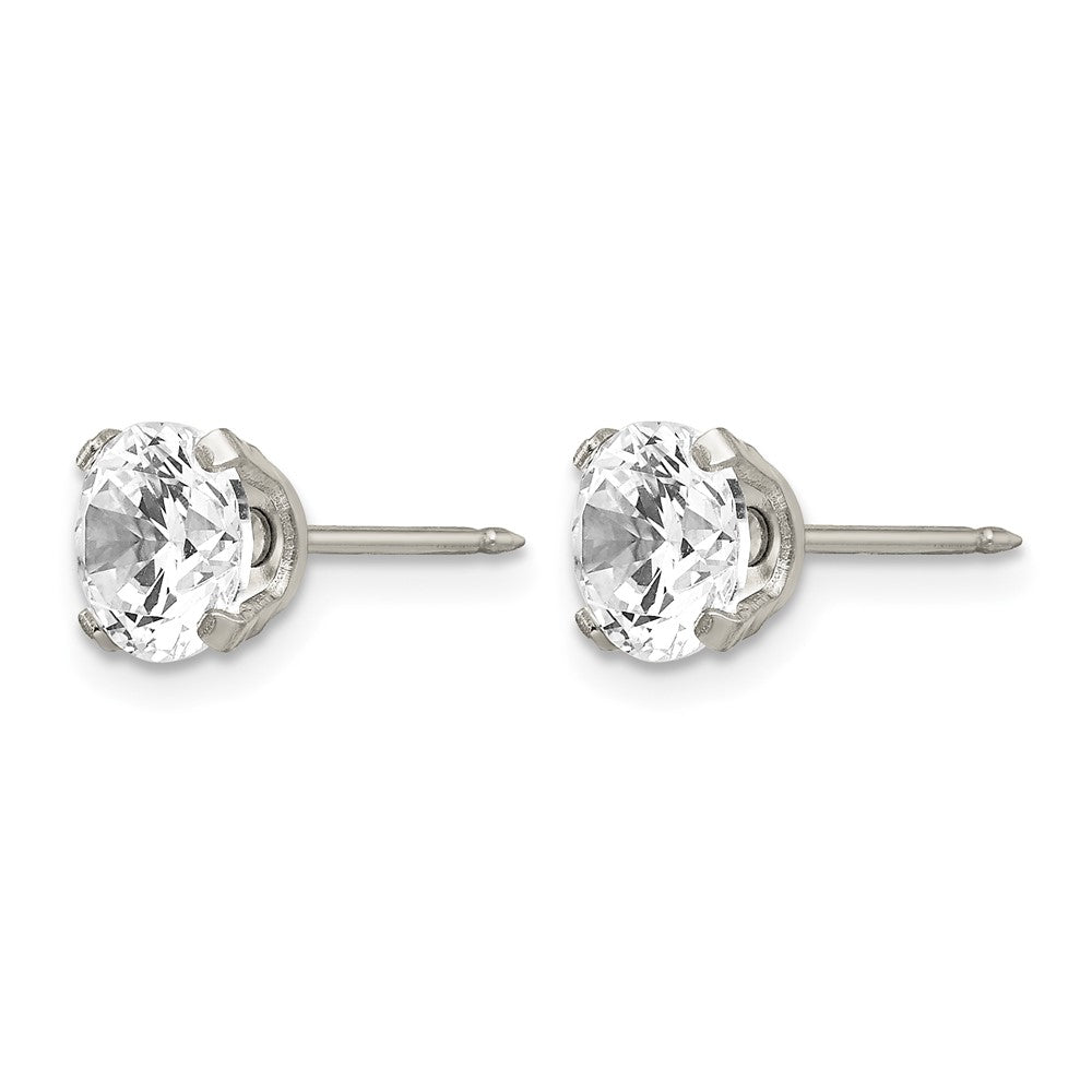 Inverness Stainless Steel 7mm CZ Post Piercing Earrings