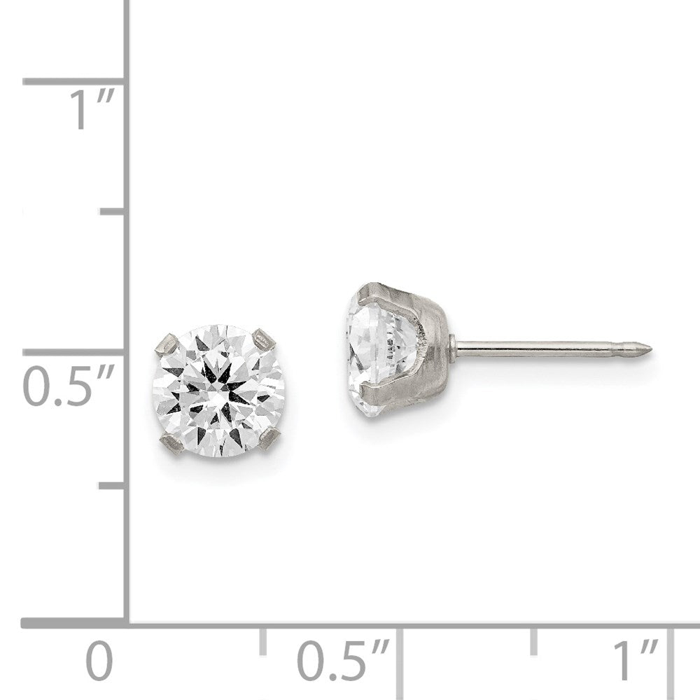 Inverness Stainless Steel 7mm CZ Post Piercing Earrings