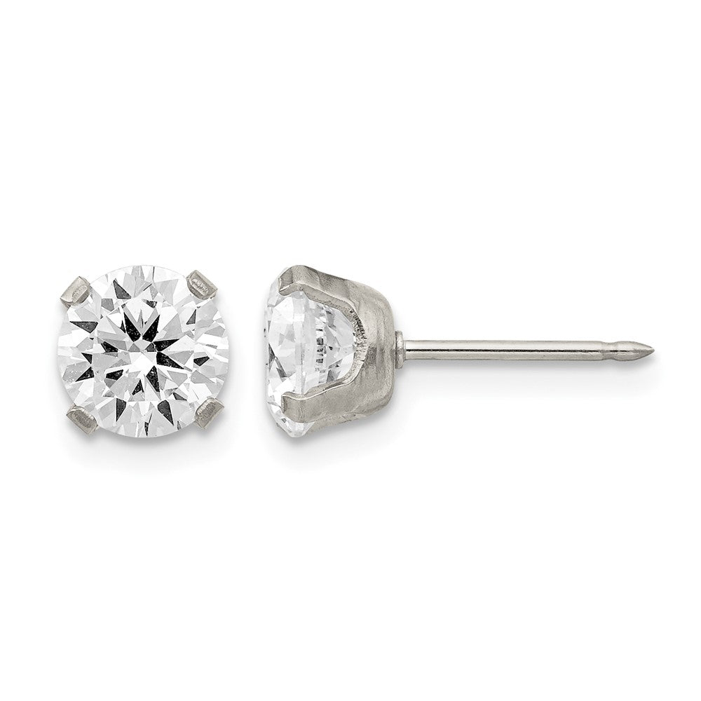 Inverness Stainless Steel 7mm CZ Post Piercing Earrings