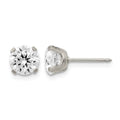 Inverness Stainless Steel 7mm CZ Post Piercing Earrings