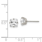 Inverness Stainless Steel 7mm Faceted Square CZ Post Piercing Earrings