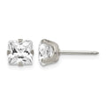 Inverness Stainless Steel 7mm Faceted Square CZ Post Piercing Earrings
