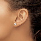 Inverness Stainless Steel 7mm Faceted Square CZ Post Piercing Earrings
