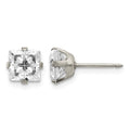Inverness Stainless Steel 7mm Faceted Square CZ Post Piercing Earrings