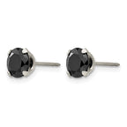 Inverness Stainless Steel 7mm Black CZ Post Piercing Earrings