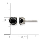 Inverness Stainless Steel 7mm Black CZ Post Piercing Earrings