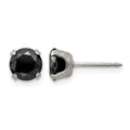 Inverness Stainless Steel 7mm Black CZ Post Piercing Earrings