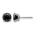 Inverness Stainless Steel 7mm Black CZ Post Piercing Earrings