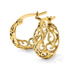 14K Polished Filigree Hoop Earrings