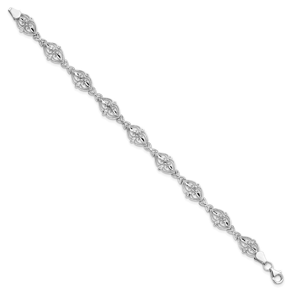 14K White Gold Polished Fancy 7 inch Bracelet