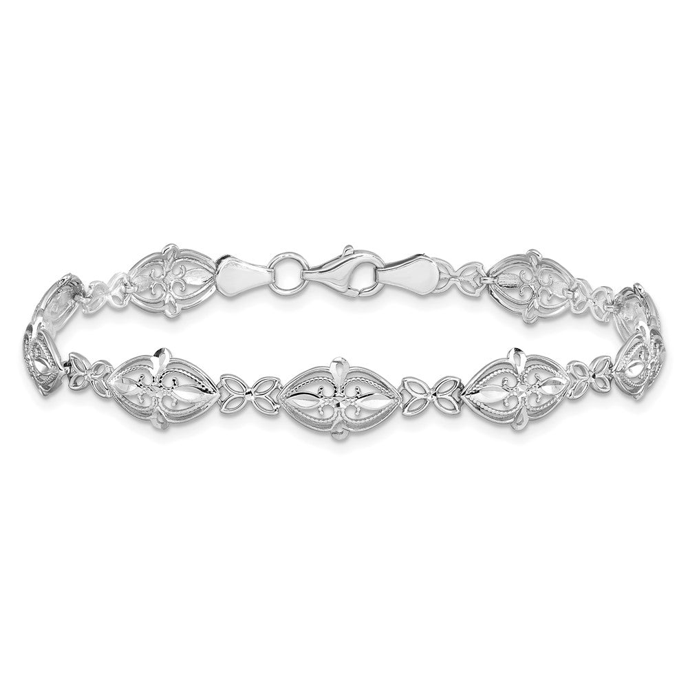 14K White Gold Polished Fancy 7 inch Bracelet
