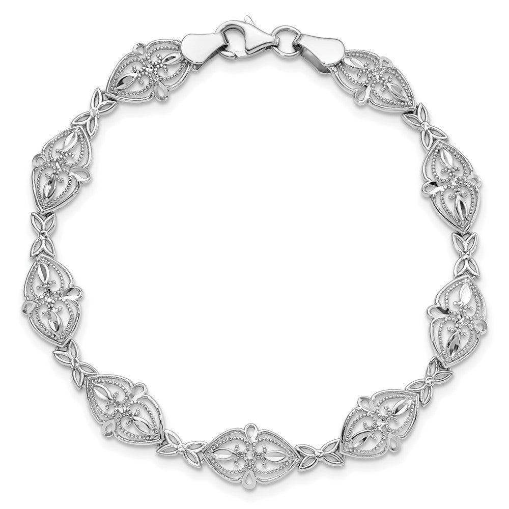 14K White Gold Polished Fancy 7 inch Bracelet