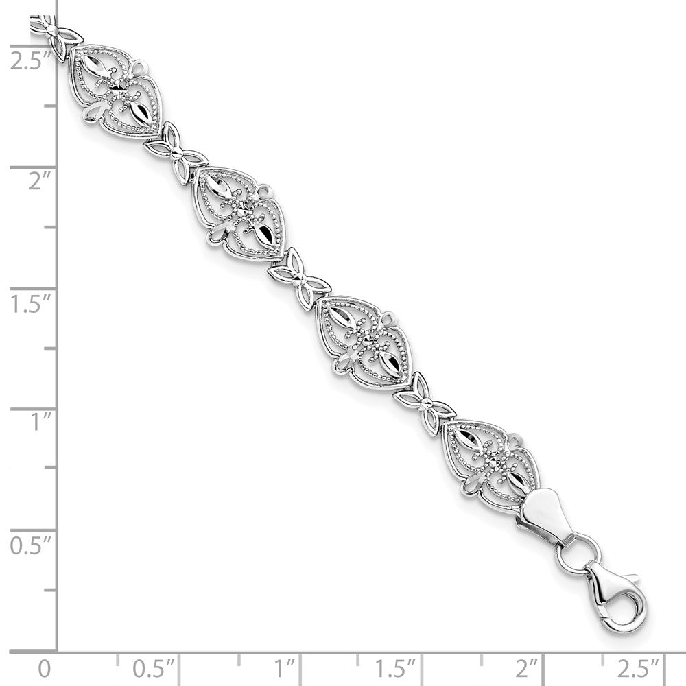 14K White Gold Polished Fancy 7 inch Bracelet