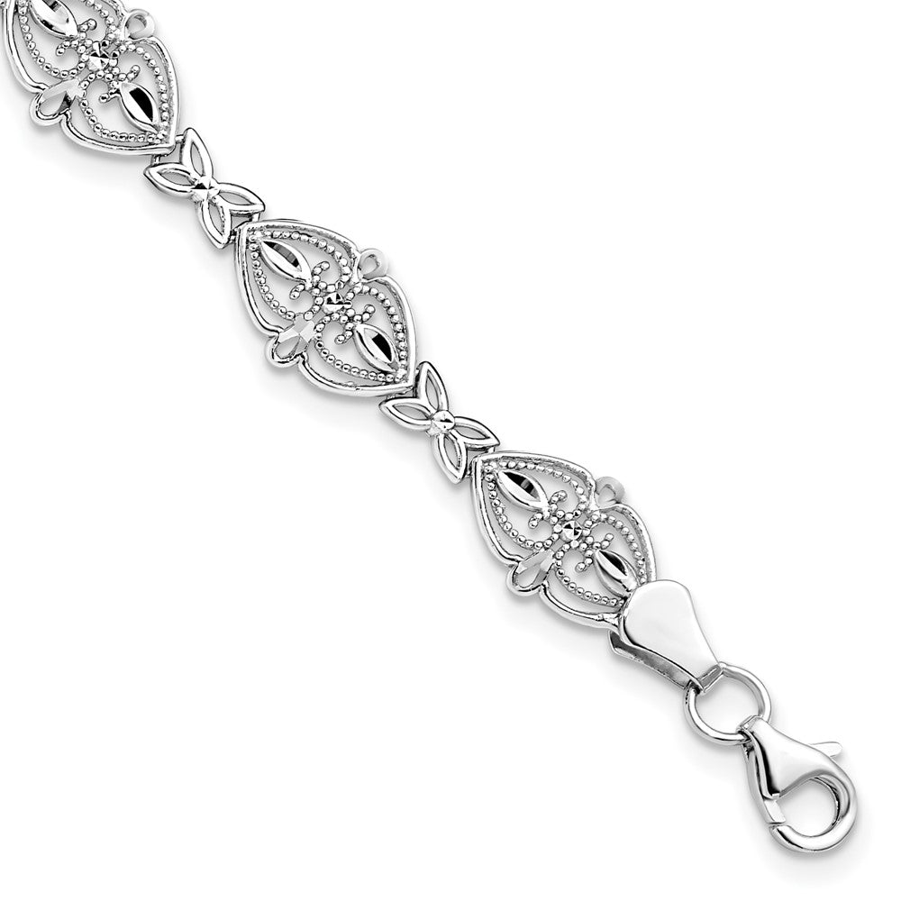 14K White Gold Polished Fancy 7 inch Bracelet