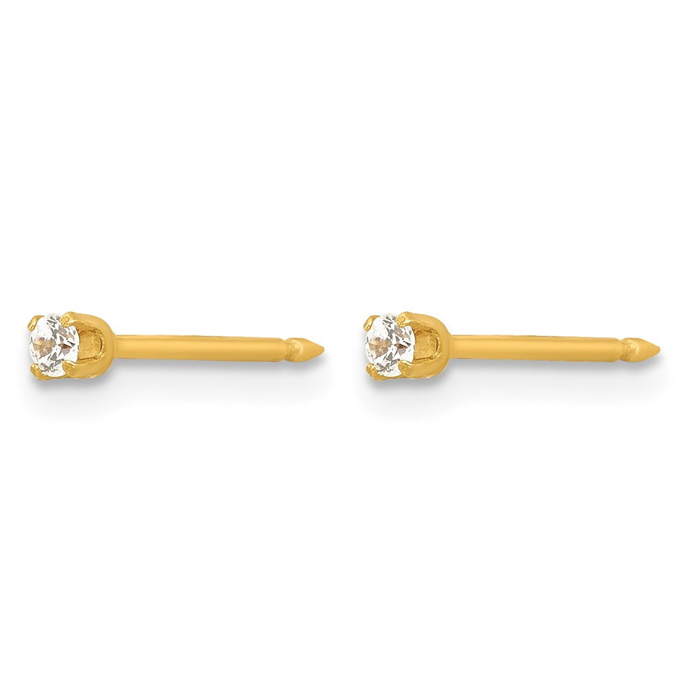 Inverness Stainless Steel 24K Gold-plated 2mm CZ Post Piercing Earrings