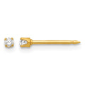 Inverness Stainless Steel 24K Gold-plated 2mm CZ Post Piercing Earrings