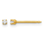 Inverness Stainless Steel 24K Gold-plated 2mm CZ Post Piercing Earrings