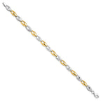 14K Two-tone Polished and Diamond-cut Fancy Link 7 inch Bracelet