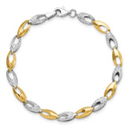 14K Two-tone Polished and Diamond-cut Fancy Link 7 inch Bracelet