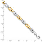14K Two-tone Polished and Diamond-cut Fancy Link 7 inch Bracelet