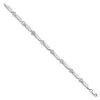 14K White Gold Polished and Diamond-cut Rectangle 7 inch Bracelet