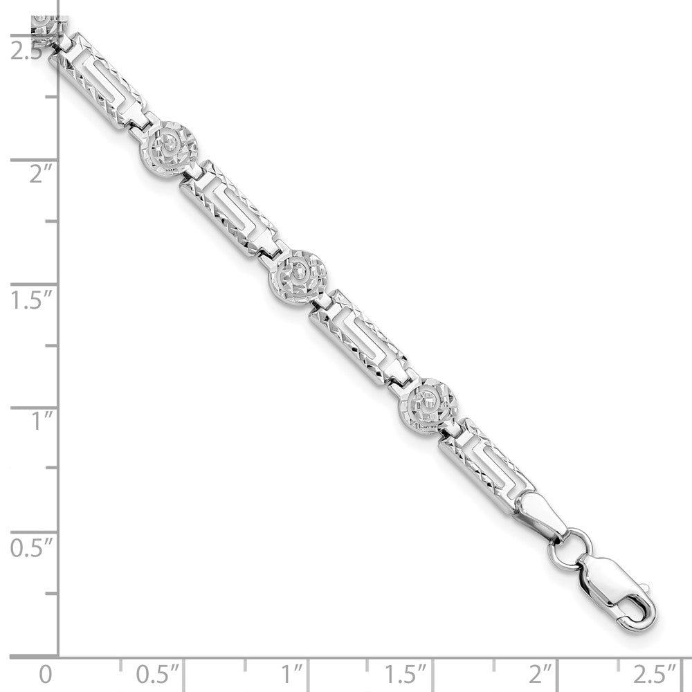 14K White Gold Polished and Diamond-cut Rectangle 7 inch Bracelet