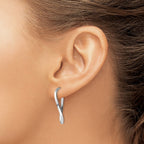 14K White Gold Polished Oval Hoop Earrings
