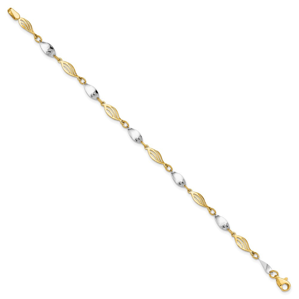14K Two-tone Polished Fancy 7 inch Bracelet