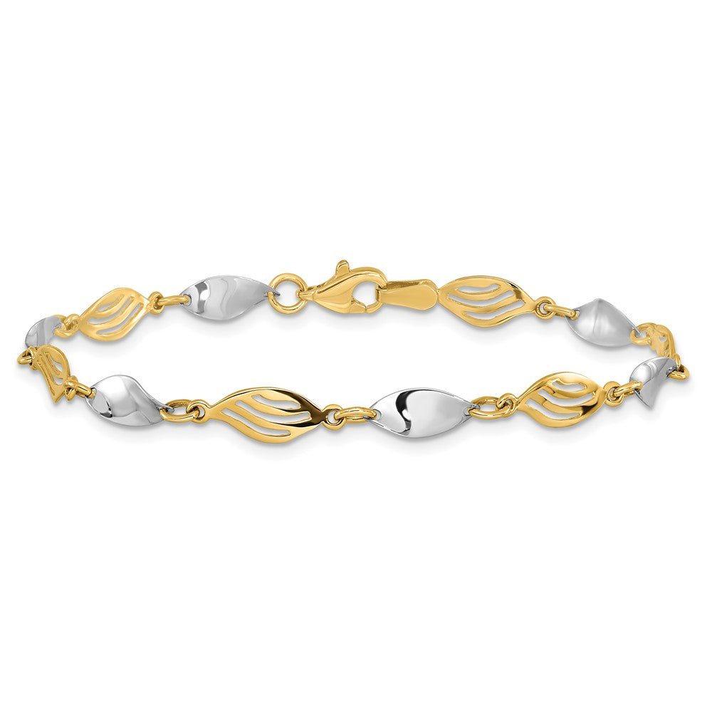 14K Two-tone Polished Fancy 7 inch Bracelet