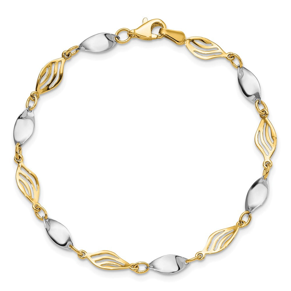 14K Two-tone Polished Fancy 7 inch Bracelet