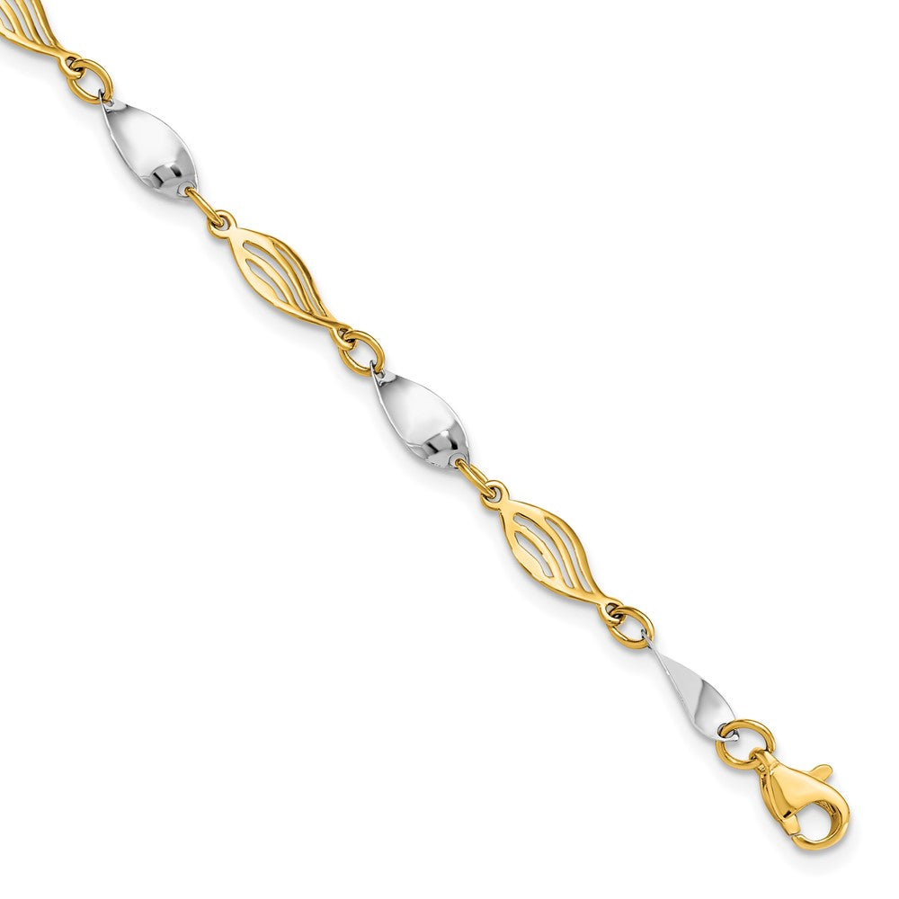 14K Two-tone Polished Fancy 7 inch Bracelet