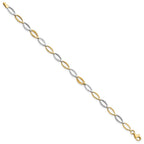 14K Two-tone Polished and Diamond-cut Oval Link 7 inch Bracelet