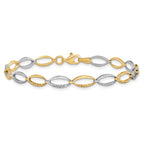 14K Two-tone Polished and Diamond-cut Oval Link 7 inch Bracelet