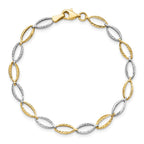 14K Two-tone Polished and Diamond-cut Oval Link 7 inch Bracelet