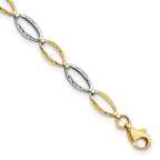 14K Two-tone Polished and Diamond-cut Oval Link 7 inch Bracelet