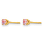 Inverness Stainless Steel 24K Gold-plated 3mm Pink CZ Post Piercing Earrings