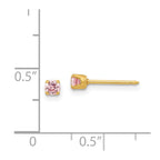 Inverness Stainless Steel 24K Gold-plated 3mm Pink CZ Post Piercing Earrings