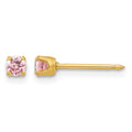 Inverness Stainless Steel 24K Gold-plated 3mm Pink CZ Post Piercing Earrings