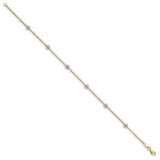 14K Two-tone Polished and Diamond-cut  Anklet