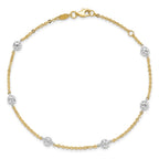 14K Two-tone Polished and Diamond-cut  Anklet