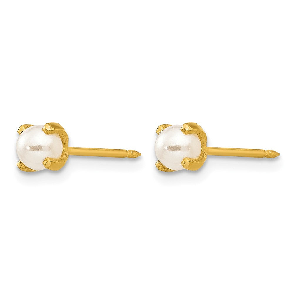 Inverness Stainless Steel 24K Gold-plated 4mm Simulated Pearl Post Piercing Earrings
