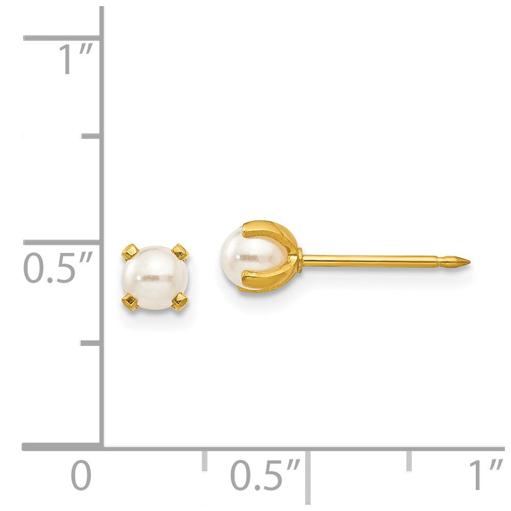 Inverness Stainless Steel 24K Gold-plated 4mm Simulated Pearl Post Piercing Earrings