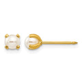 Inverness Stainless Steel 24K Gold-plated 4mm Simulated Pearl Post Piercing Earrings