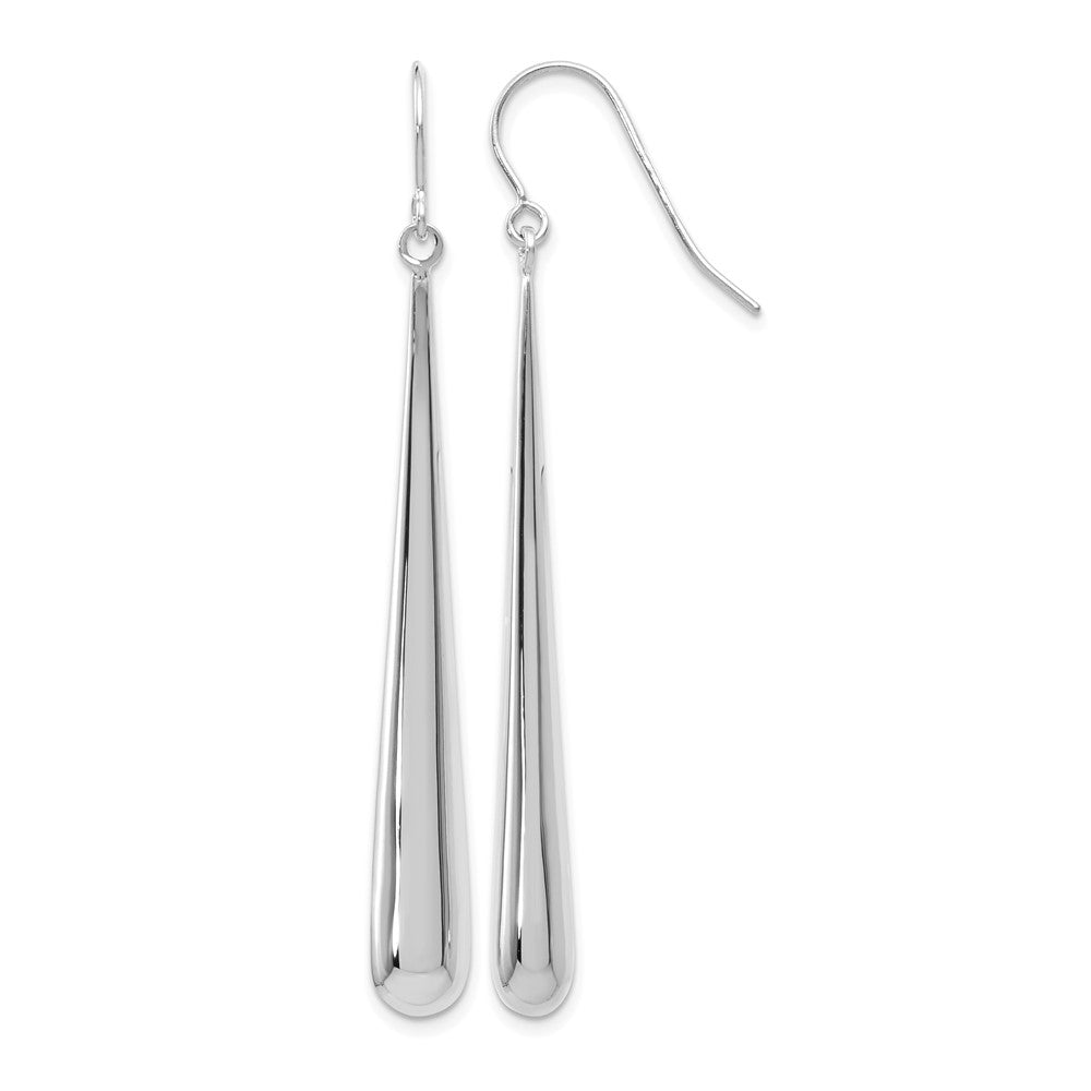 14K White Gold Polished Shepherd Hook Earrings