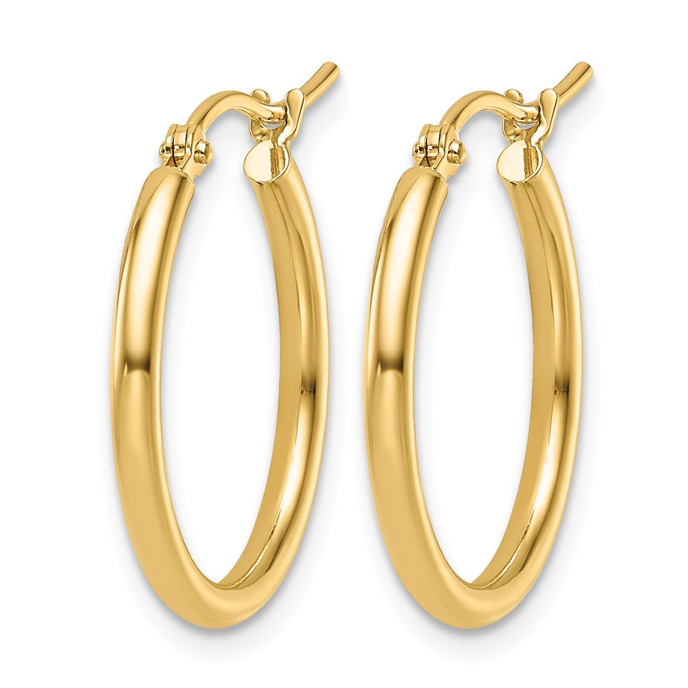 14K 2x20mm Polished Hoop Earrings
